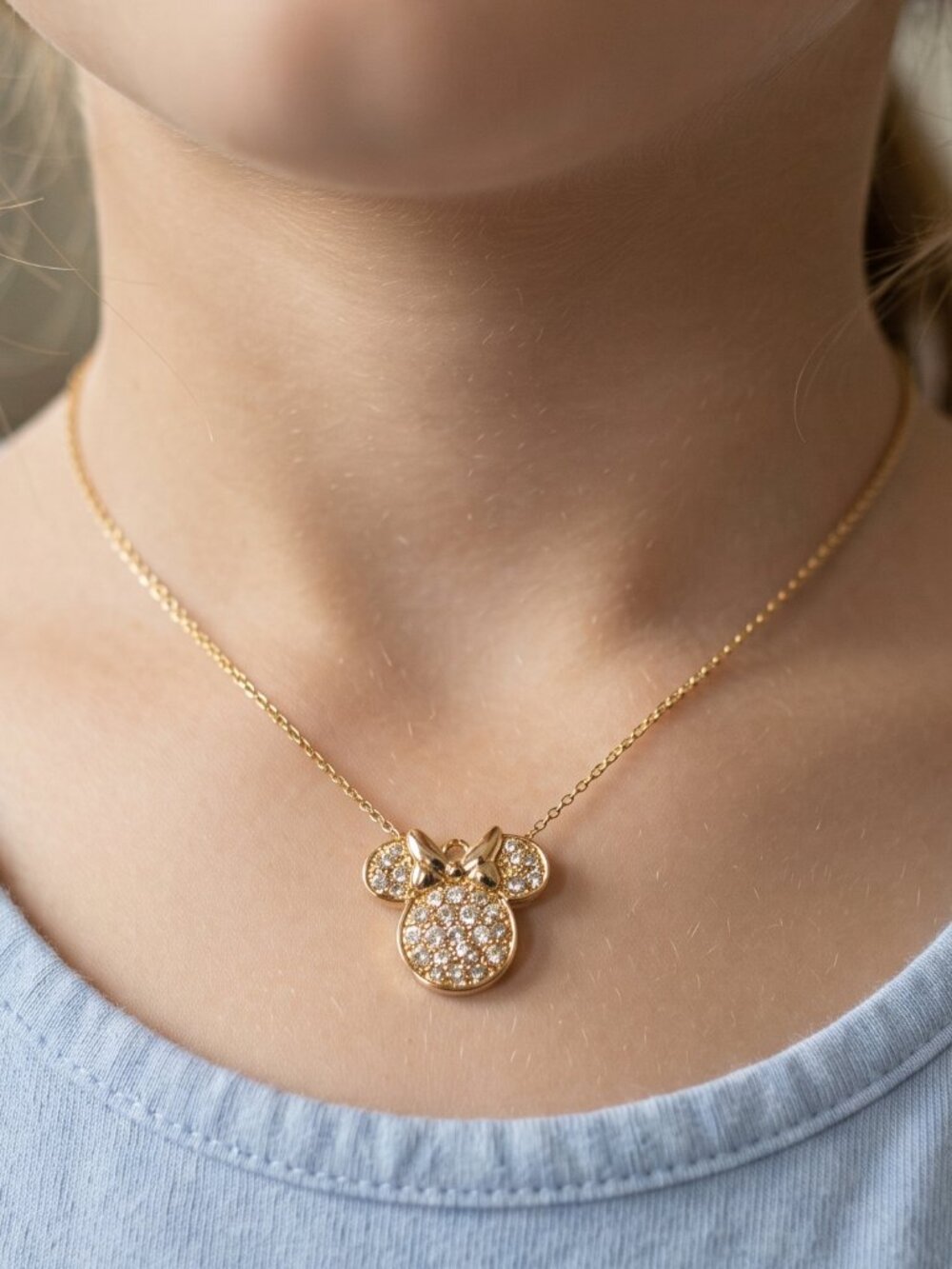 Disney Gold-Tone Pave Rhinestone Minnie Mouse Pendant Charm GirlhoodCore